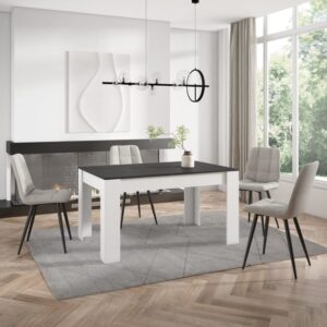 wohnli-moebel-suche-M25067992-1 Esstisch Holzeffekt 140x90x76cm Schwarz und Weiß 140x76x90cm Spanplatte Schwarz Skraut home Möbel Esszimmermöbel Esstische