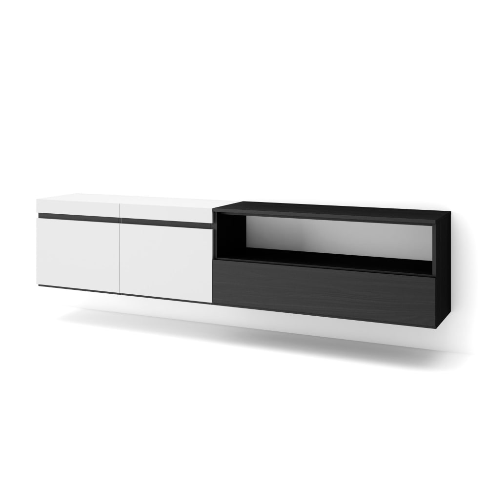 wohnli-moebel-suche-M25068000 Wohnli Möbelsuche - TV-Möbel Holzeffekt Hängend 200x35x45cm Weiß und Schwarz