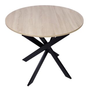 Wohnli Möbelsuche - Esstisch Rund Holzeffekt 90x90x77cm Eiche und Schwarz