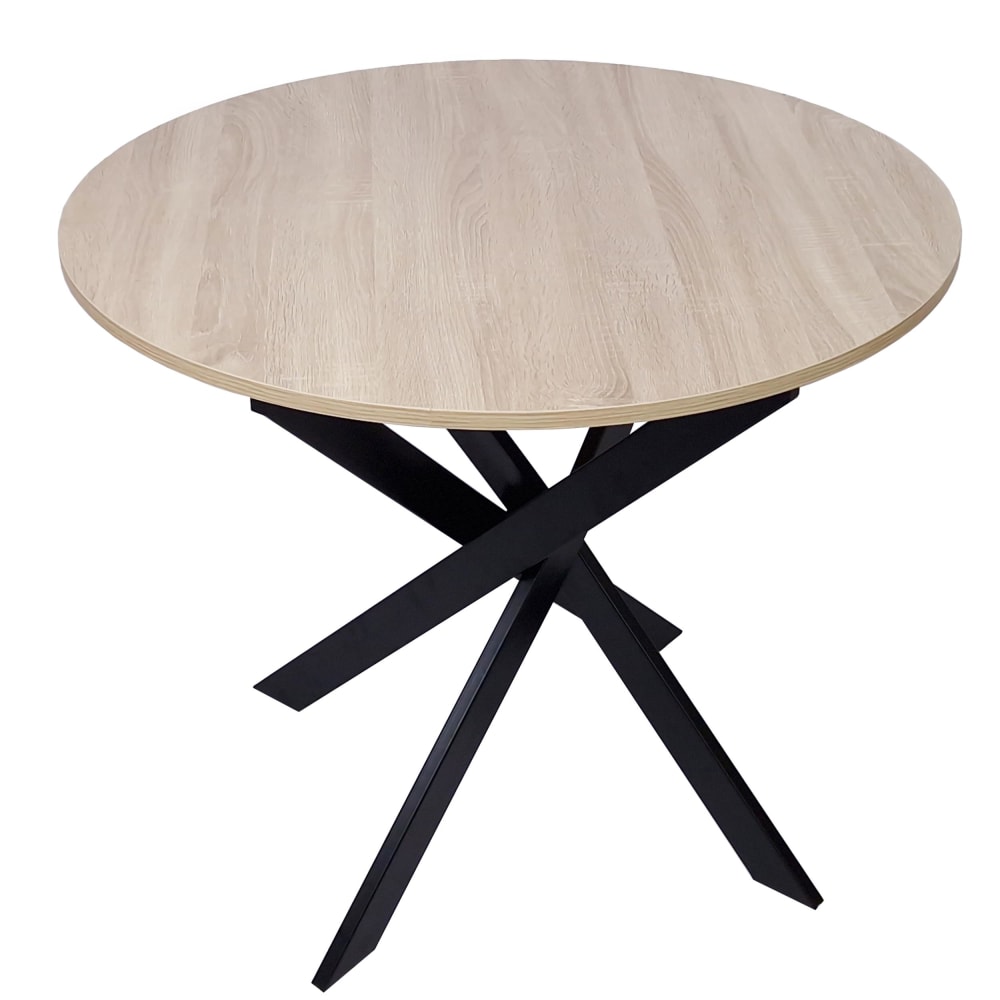 wohnli-moebel-suche-M25068010 Wohnli Möbelsuche - Esstisch Rund Holzeffekt 90x90x77cm Eiche und Schwarz