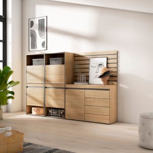 227x145x35cm Spanplatte Beige Skraut home Möbel Flurmöbel Schuhschränke