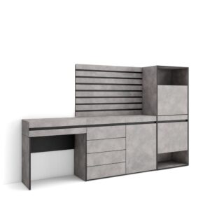 Wohnli Möbelsuche - Schuhschrank Holzeffekt 237x35x145cm Zementgrau