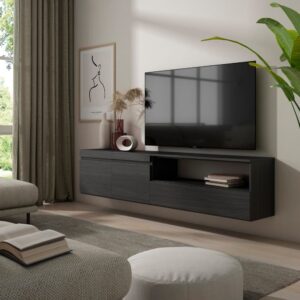 200x45x35cm Spanplatte Schwarz Skraut home Möbel Wohnzimmermöbel TV-Möbel