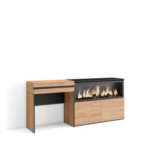 wohnli-moebel-suche-M25068044 Wohnli Möbelsuche - Schminktisch Holzeffekt Kamin mit Feuereffekt XXL 177x35x75cm Eiche