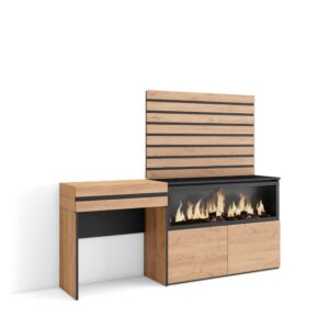wohnli-moebel-suche-M25068046 Wohnli Möbelsuche - Schminktisch Holzeffekt Kamin mit Feuereffekt XXL 177x35x145cm Eiche