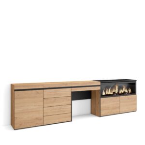 wohnli-moebel-suche-M25068049 Wohnli Möbelsuche - Schminktisch Holzeffekt Kamin mit Feuereffekt XXL 284x35x75cm Eiche