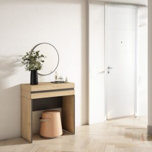 wohnli-moebel-suche-M25068052-1 Schminktisch Holzeffekt 70x35x75cm Eiche 70x75x35cm Spanplatte Beige Skraut home Möbel Schlafzimmermöbel Schminktische