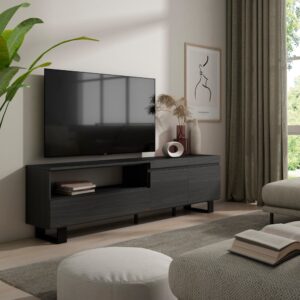 200x57x35cm Spanplatte Schwarz Skraut home Möbel Wohnzimmermöbel TV-Möbel