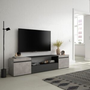 TV-Möbel Holzeffekt 200x35x45cm Zementgrau 200x45x35cm Spanplatte Grau Skraut home Möbel Wohnzimmermöbel TV-Möbel