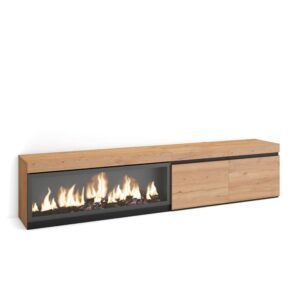 Wohnli Möbelsuche - TV-Möbel Holzeffekt Kamin mit Feuereffekt XXL 208x35x45cm Eiche