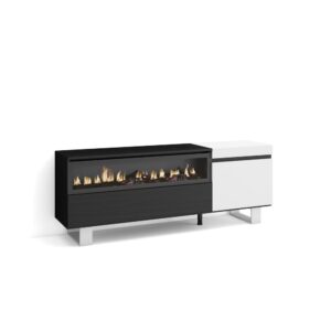 wohnli-moebel-suche-M25068122 Wohnli Möbelsuche - TV-Möbel Holzeffekt Kamin mit Feuereffekt 150x35x57cm Weiß und Schwarz