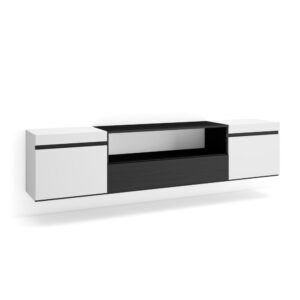 wohnli-moebel-suche-M25068123 Wohnli Möbelsuche - TV-Möbel Holzeffekt Hängend 200x35x45cm Weiß und Schwarz
