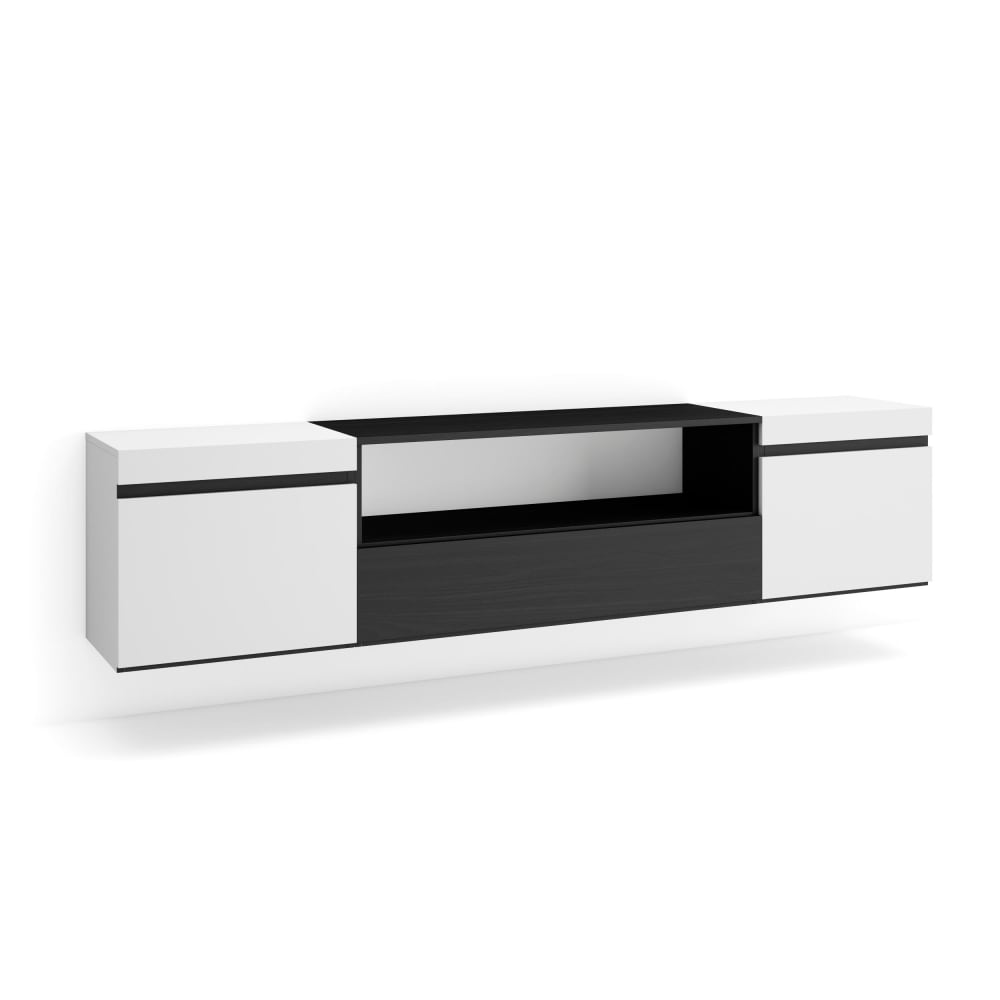 wohnli-moebel-suche-M25068123 Wohnli Möbelsuche - TV-Möbel Holzeffekt Hängend 200x35x45cm Weiß und Schwarz