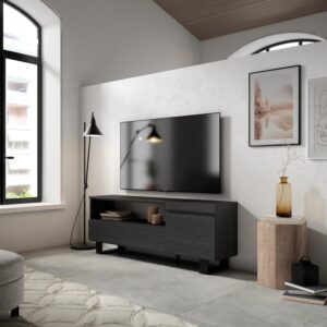 150x57x35cm Spanplatte Schwarz Skraut home Möbel Wohnzimmermöbel TV-Möbel