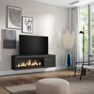 158x45x35cm Spanplatte Schwarz Skraut home Möbel Wohnzimmermöbel TV-Möbel