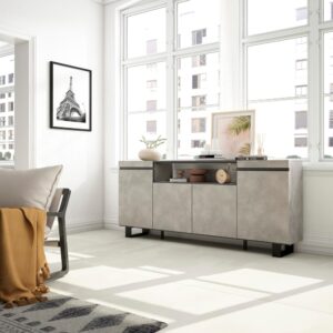 wohnli-moebel-suche-M25068180-1 Sideboard Holzeffekt mit Beinen 200x35x87cm Zementgrau 200x87x35cm Spanplatte Grau Skraut home Möbel Esszimmermöbel Sideboards, Highboards & niedrige Anrichten
