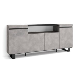 wohnli-moebel-suche-M25068180 Wohnli Möbelsuche - Sideboard Holzeffekt mit Beinen 200x35x87cm Zementgrau