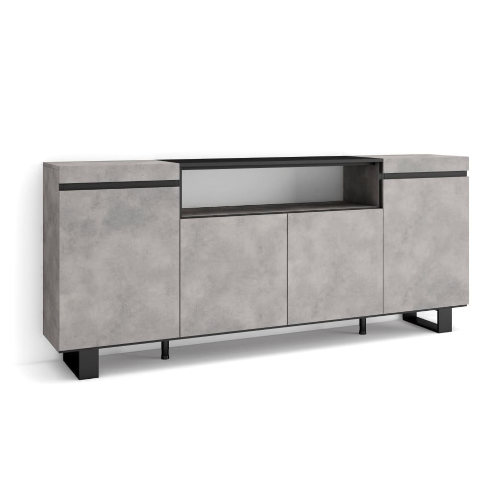 wohnli-moebel-suche-M25068180 Wohnli Möbelsuche - Sideboard Holzeffekt mit Beinen 200x35x87cm Zementgrau