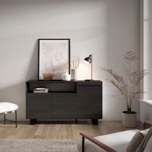 150x87x35cm Spanplatte Schwarz Skraut home Möbel Esszimmermöbel Sideboards, Highboards & niedrige Anrichten