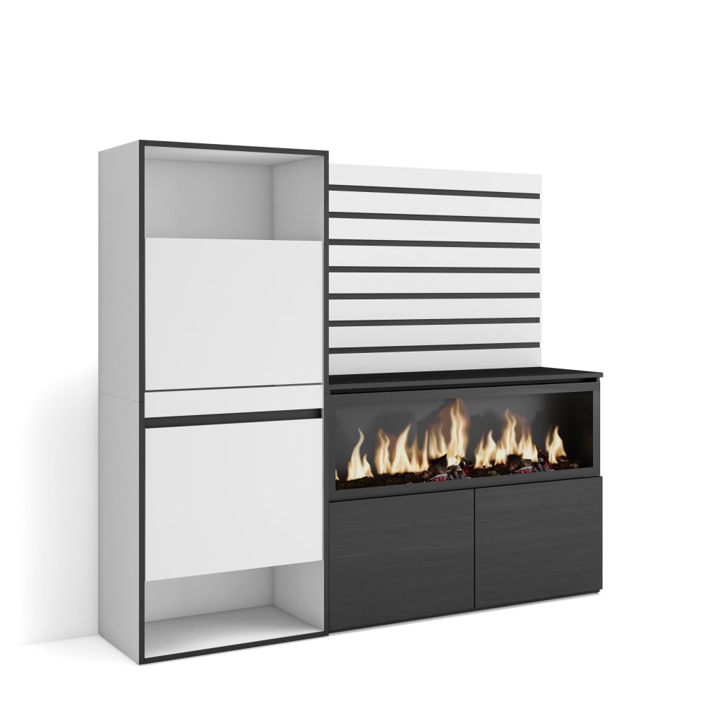 wohnli-moebel-suche-M25068194 Wohnli Möbelsuche - Sideboard Holzeffekt Kamin mit Feuereffekt XXL 167x35x145cm Weiß