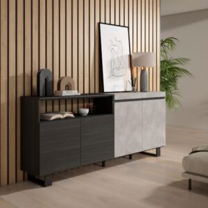 wohnli-moebel-suche-M25068196-1 Sideboard Holzeffekt mit Beinen 200x35x87cm Zementgrau 200x87x35cm Spanplatte Grau Skraut home Möbel Esszimmermöbel Sideboards, Highboards & niedrige Anrichten