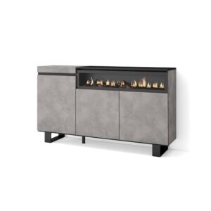 wohnli-moebel-suche-M25068198 Wohnli Möbelsuche - Sideboard Holzeffekt Kamin mit Feuereffekt 150x35x87cm Zementgrau