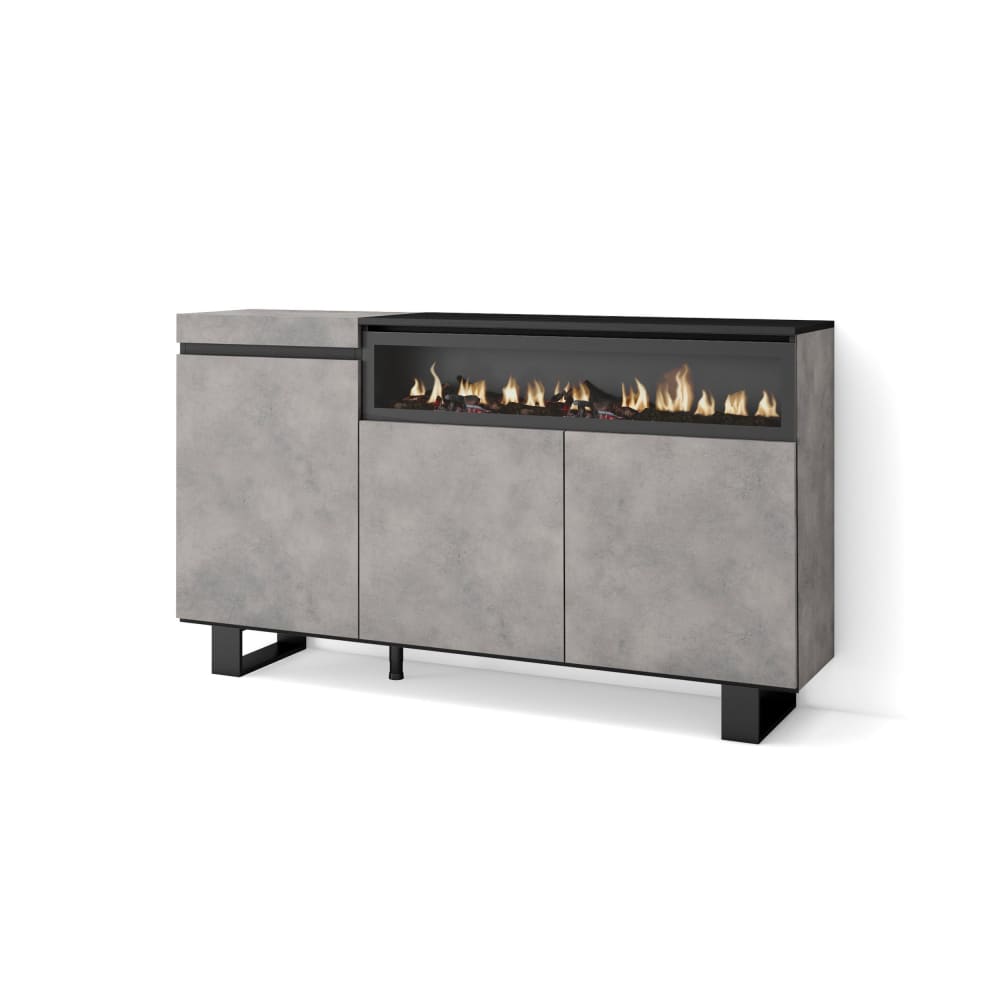 wohnli-moebel-suche-M25068198 Wohnli Möbelsuche - Sideboard Holzeffekt Kamin mit Feuereffekt 150x35x87cm Zementgrau