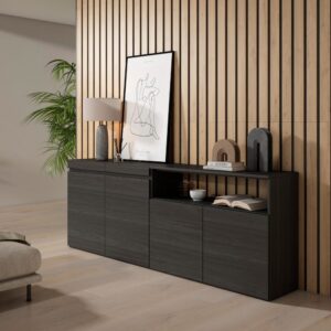 wohnli-moebel-suche-M25068200-1 Sideboard Holzeffekt 200x35x75cm Schwarz 200x75x35cm Spanplatte Schwarz Skraut home Möbel Esszimmermöbel Sideboards, Highboards & niedrige Anrichten