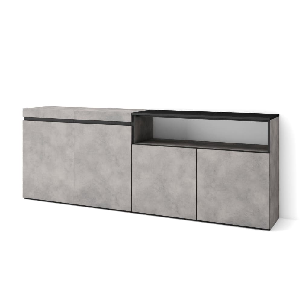 wohnli-moebel-suche-M25068202 Wohnli Möbelsuche - Sideboard Holzeffekt 200x35x75cm Zementgrau