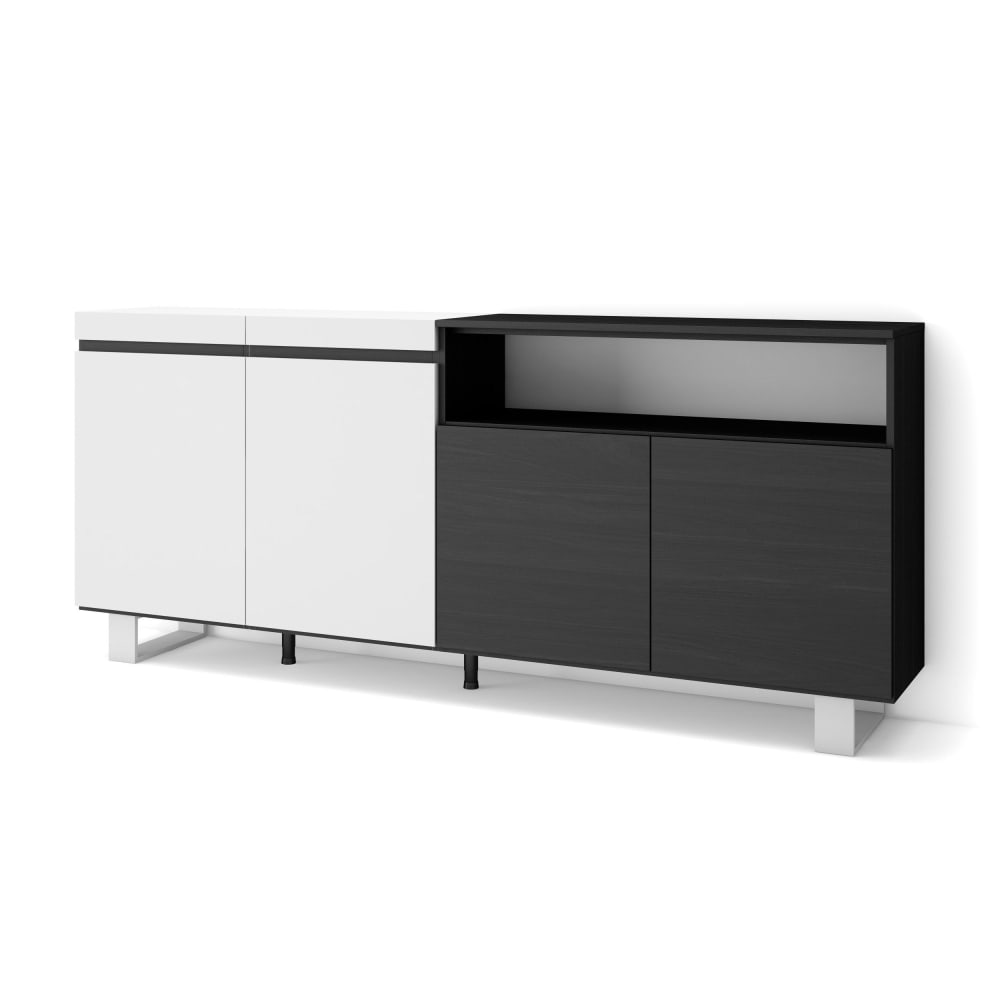 wohnli-moebel-suche-M25068203 Wohnli Möbelsuche - Sideboard Holzeffekt mit Beinen 200x35x87cm Weiß und Schwarz
