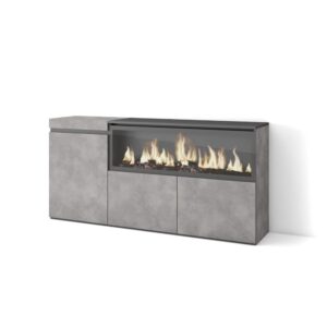 wohnli-moebel-suche-M25068207 Wohnli Möbelsuche - Sideboard Holzeffekt Kamin mit Feuereffekt XXL 158x35x75cm Zementgrau