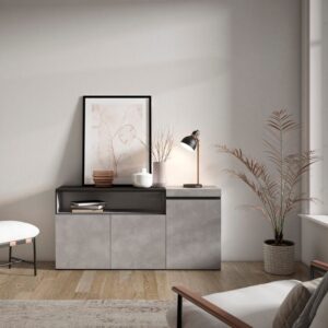 wohnli-moebel-suche-M25068209-1 Sideboard Holzeffekt 150x35x75cm Zementgrau 150x75x35cm Spanplatte Grau Skraut home Möbel Esszimmermöbel Sideboards, Highboards & niedrige Anrichten