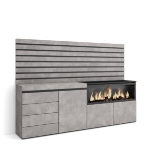 wohnli-moebel-suche-M25068215 Wohnli Möbelsuche - Sideboard Holzeffekt Kamin mit Feuereffekt XXL 214x35x145cm Zementgrau