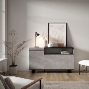 wohnli-moebel-suche-M25068216-1 Sideboard Holzeffekt mit Beinen 150x35x87cm Zementgrau 150x87x35cm Spanplatte Grau Skraut home Möbel Esszimmermöbel Sideboards, Highboards & niedrige Anrichten