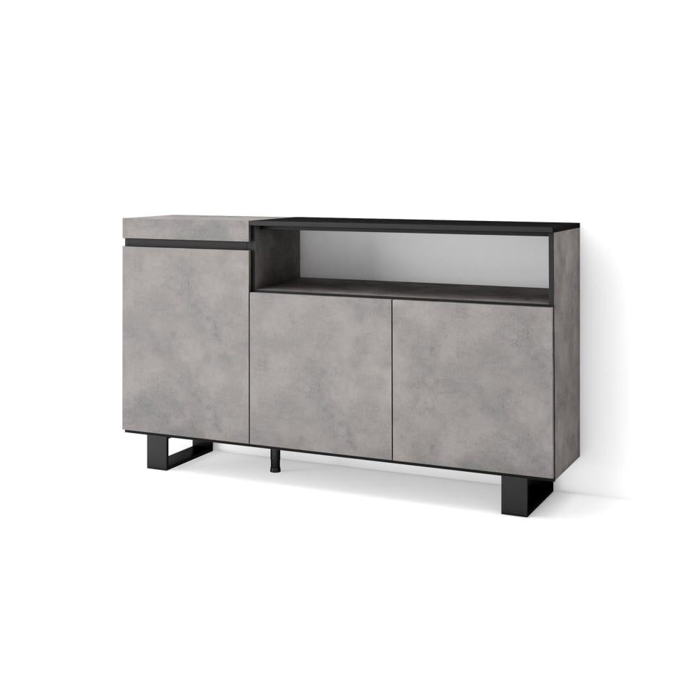 Wohnli Möbelsuche - Sideboard Holzeffekt mit Beinen 150x35x87cm Zementgrau