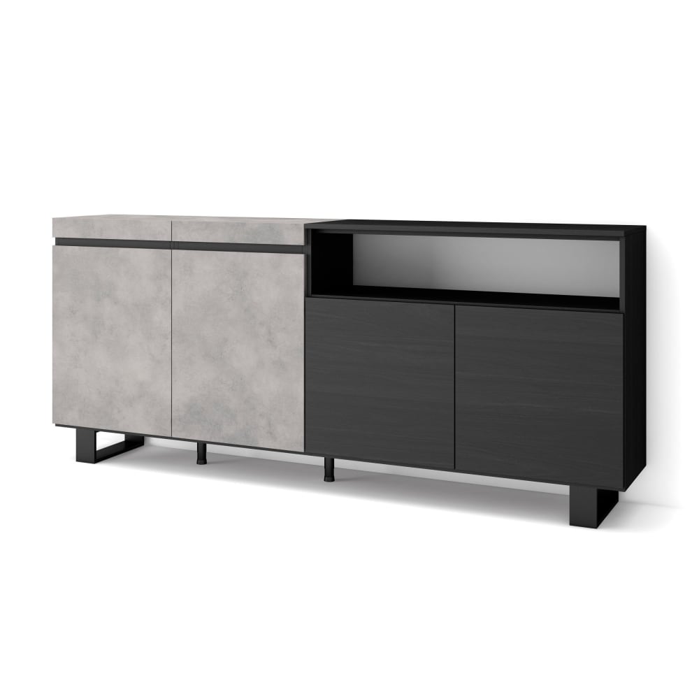 wohnli-moebel-suche-M25068219 Wohnli Möbelsuche - Sideboard Holzeffekt mit Beinen 200x35x87cm Zementgrau