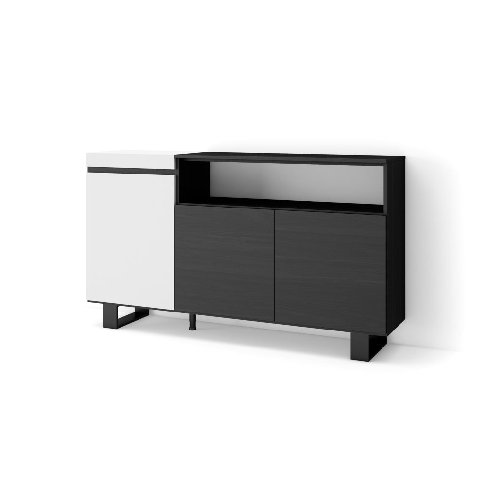 Wohnli Möbelsuche - Sideboard Holzeffekt mit Beinen 150x35x87cm Weiß und Schwarz