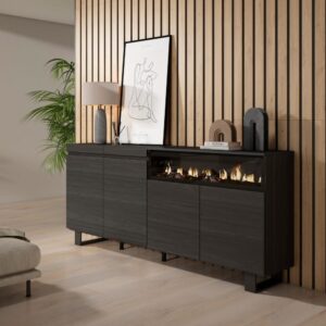 200x87x35cm Spanplatte Schwarz Skraut home Möbel Esszimmermöbel Sideboards, Highboards & niedrige Anrichten