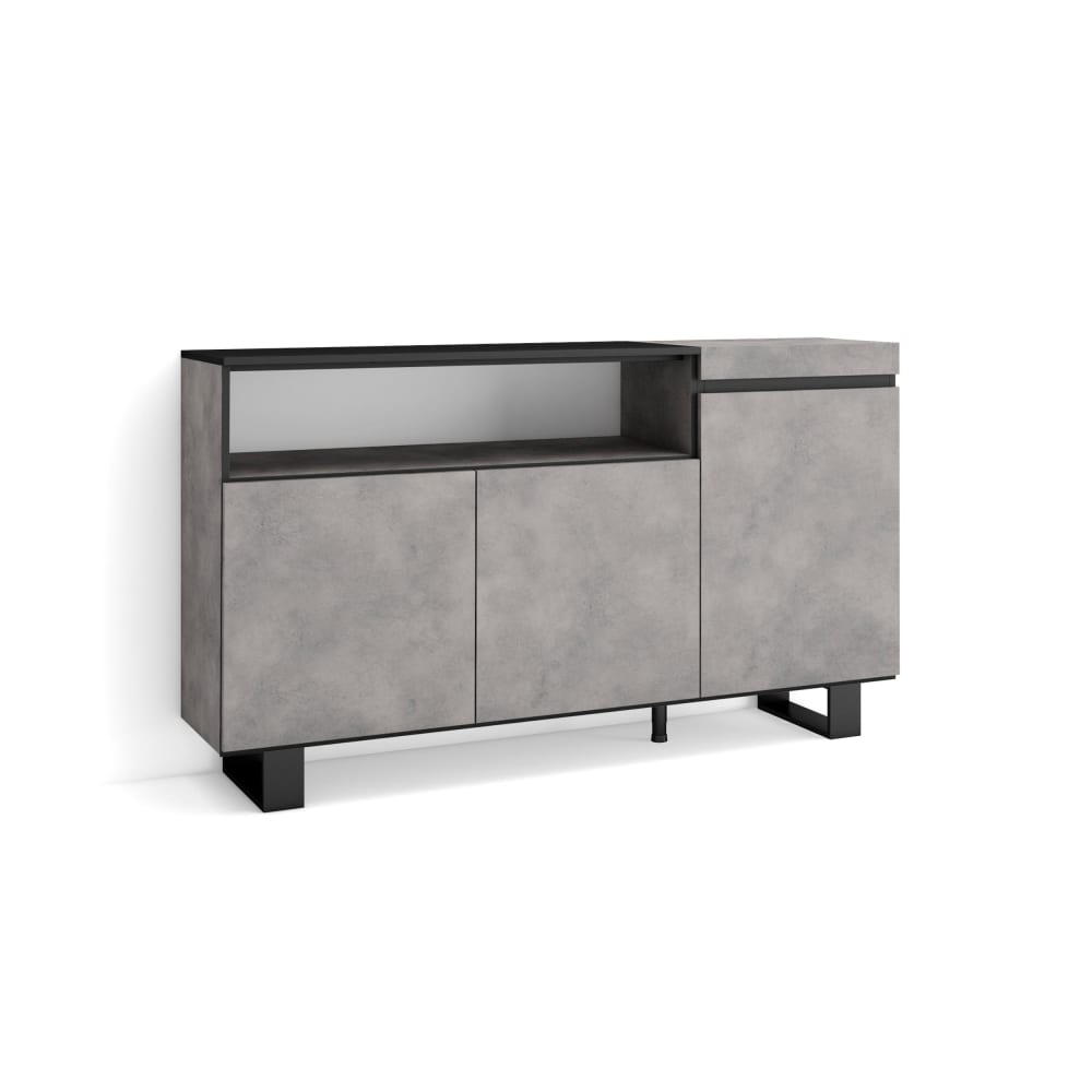Wohnli Möbelsuche - Sideboard Holzeffekt mit Beinen 150x35x87cm Zementgrau