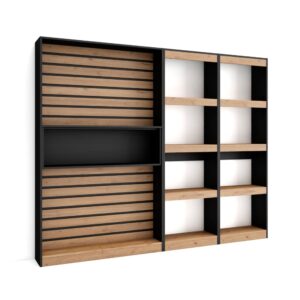 wohnli-moebel-suche-M25068233 Wohnli Möbelsuche - Bücherregal Holzeffekt 230x25x186cm Eiche und Schwarz