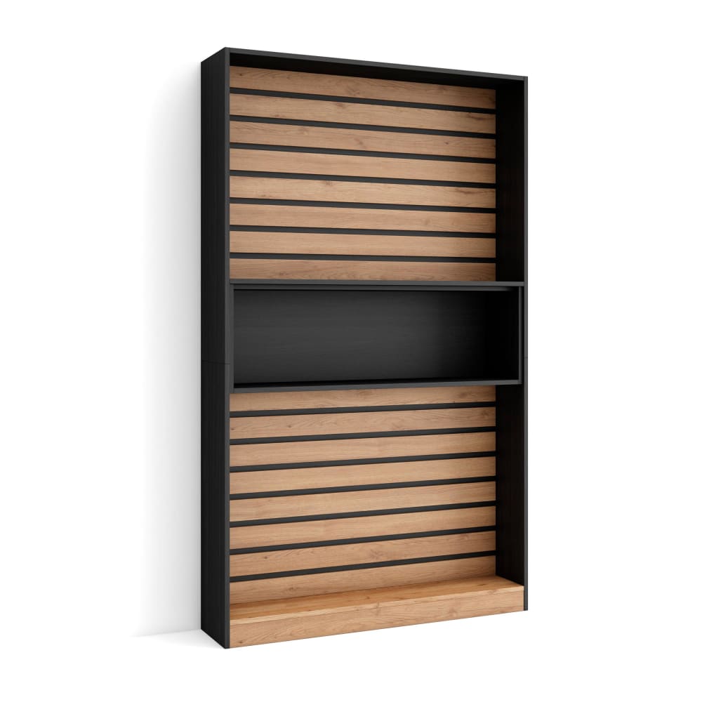 wohnli-moebel-suche-M25068234 Wohnli Möbelsuche - Bücherregal Holzeffekt 110x25x186cm Eiche und Schwarz