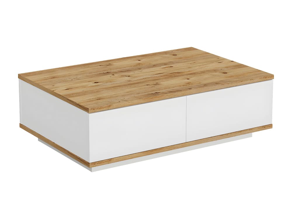 wohnli-moebel-suche-M25068243 Wohnli Möbelsuche - Rechteckiger Couchtisch mit 1 Klapptür in Weiß und Kiefer-Dekor L90 cm