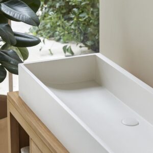 Waschbecken aus Terrazzo 90 cm 90x15x39cm Marmor Weiß Tikamoon Möbel Badezimmermöbel Waschtische