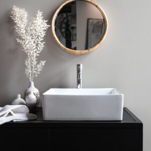 Waschbecken aus Keramik 41x14x41cm Keramik Weiß Tikamoon Möbel Badezimmermöbel Waschtische