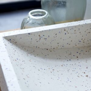 Waschbecken aus Terrazzo Konfetti 39x15x39cm Marmor Weiß Tikamoon Möbel Badezimmermöbel Waschtische