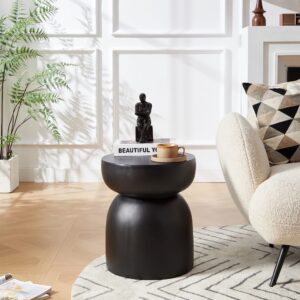 Beistelltisch für den Innen- und Außenbereich aus Magnesit Schwarz 41x48x41cm Naturstein Schwarz Nordlys Möbel Wohnzimmermöbel Beistelltische