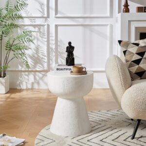 Beistelltisch für den Innen- und Außenbereich aus Magnesit Weiß 40x51x40cm Naturstein Weiß Nordlys Möbel Wohnzimmermöbel Beistelltische