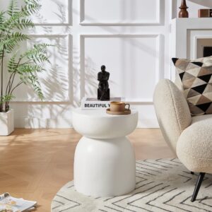 Beistelltisch für den Innen- und Außenbereich aus Magnesit Weiß 41x48x41cm Naturstein Weiß Nordlys Möbel Wohnzimmermöbel Beistelltische