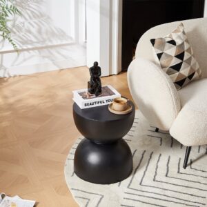 Beistelltisch für den Innen- und Außenbereich aus Magnesit Schwarz 40x45x40cm Naturstein Schwarz Nordlys Möbel Wohnzimmermöbel Beistelltische