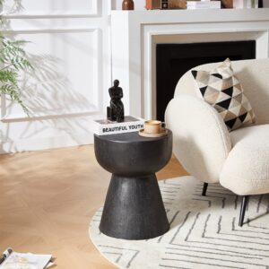 Beistelltisch für den Innen- und Außenbereich aus Magnesit Schwarz 40x51x40cm Naturstein Schwarz Nordlys Möbel Wohnzimmermöbel Beistelltische